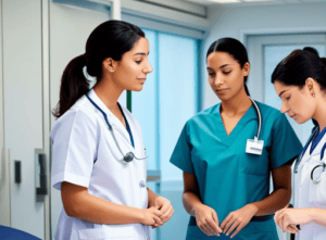 female nurses and doctors in clinical rotations, clinical education